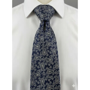 Nordstrom SmartCare blue silver paisley silk tie - 59.5"